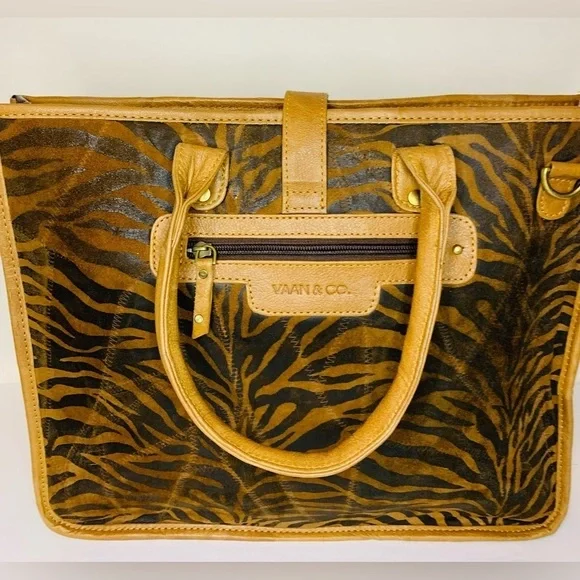 Vaan & Co Jade Mixed Animal Print Suede and Leather Up Cycled Messenger …